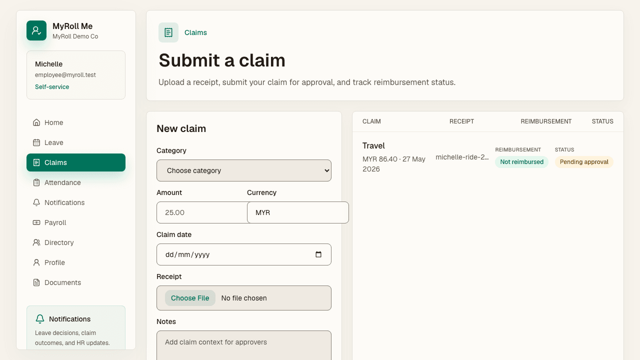 Submit a claim with a receipt from your own portal